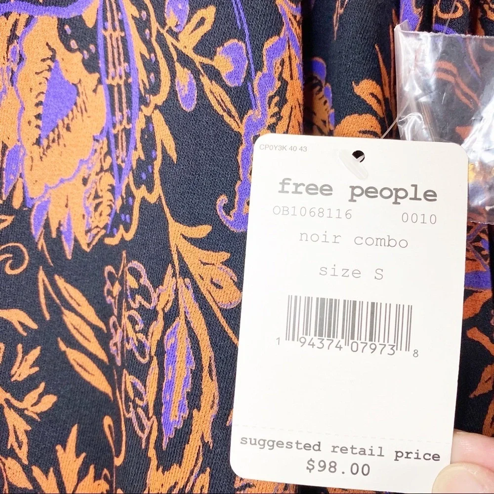 NEW Free People Floral Hello Lover Ruched Tunic V Neck Top S